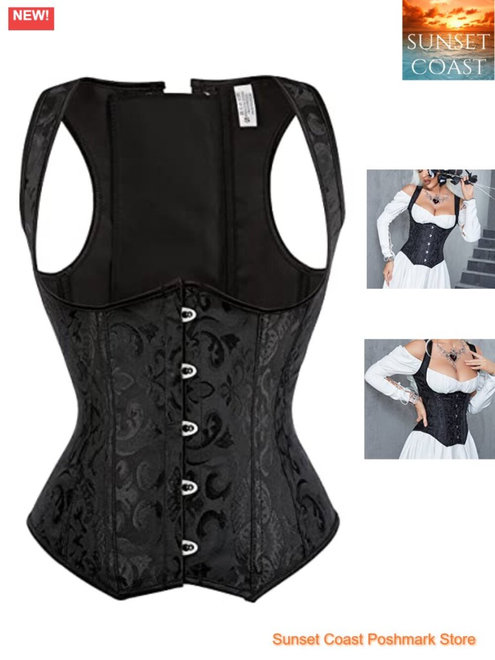 Faux Leather Steel Boned Waist Training Corset Bustier Top